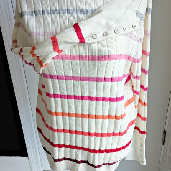 NEW! TALBOTS Multi STRIPE TURTLENECK SWEATER SZ L - Picture 2 of 5